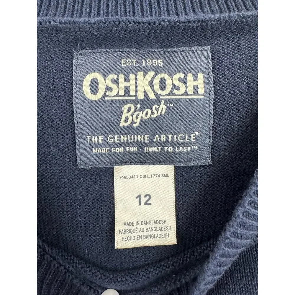 OshKosh B'Gosh, Navy Blue and Green Dino Sweater Boy's Size 12 Preowned